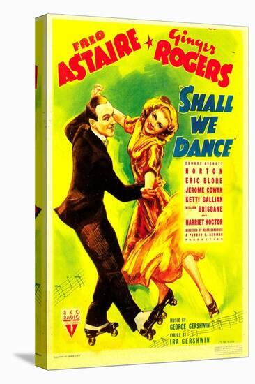 Shall We Dance?, Fred Astaire, Ginger Rogers on Midget Window Card, 1937-null-Stretched Canvas