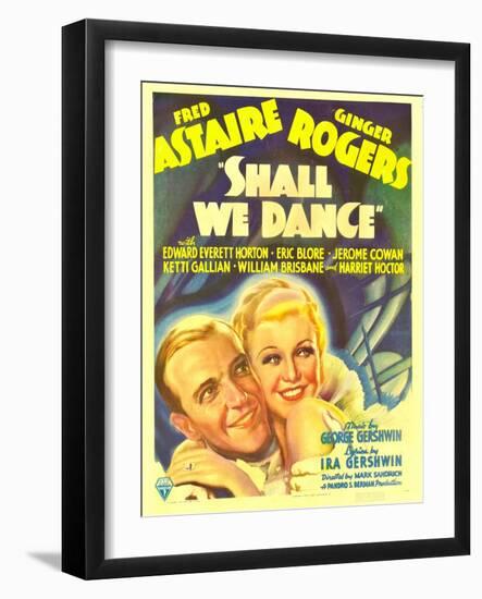 Shall We Dance?, Fred Astaire, Ginger Rogers on Window Card, 1937-null-Framed Photo