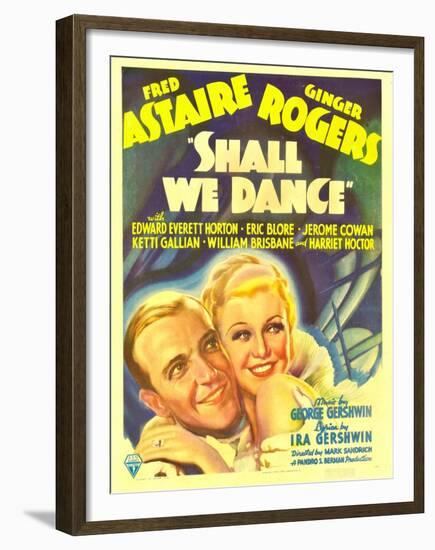 Shall We Dance?, Fred Astaire, Ginger Rogers on Window Card, 1937-null-Framed Photo