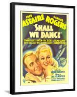 Shall We Dance?, Fred Astaire, Ginger Rogers on Window Card, 1937-null-Framed Photo