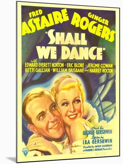 Shall We Dance?, Fred Astaire, Ginger Rogers on Window Card, 1937-null-Mounted Photo
