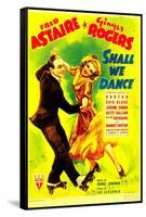 SHALL WE DANCE?, from left: Fred Astaire, Ginger Rogers on midget window card, 1937-null-Framed Stretched Canvas