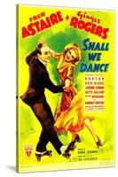 SHALL WE DANCE?, from left: Fred Astaire, Ginger Rogers on midget window card, 1937-null-Stretched Canvas