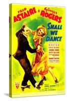 SHALL WE DANCE?, from left: Fred Astaire, Ginger Rogers on midget window card, 1937-null-Stretched Canvas