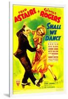 SHALL WE DANCE?, from left: Fred Astaire, Ginger Rogers on midget window card, 1937-null-Framed Art Print