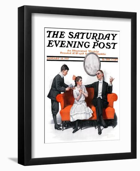 "Shall We Dance?" Saturday Evening Post Cover, January 13,1917-Norman Rockwell-Framed Giclee Print