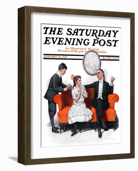 "Shall We Dance?" Saturday Evening Post Cover, January 13,1917-Norman Rockwell-Framed Giclee Print