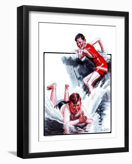 "Shallow Dive,"August 2, 1924-George Brehm-Framed Giclee Print