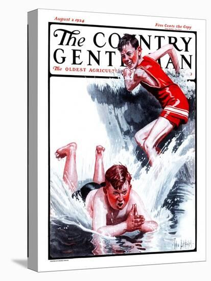 "Shallow Dive," Country Gentleman Cover, August 2, 1924-George Brehm-Stretched Canvas