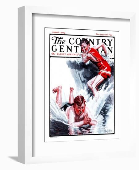 "Shallow Dive," Country Gentleman Cover, August 2, 1924-George Brehm-Framed Giclee Print