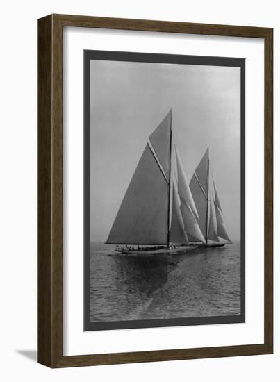 Shamrock and Resolute-Edwin Levick-Framed Art Print