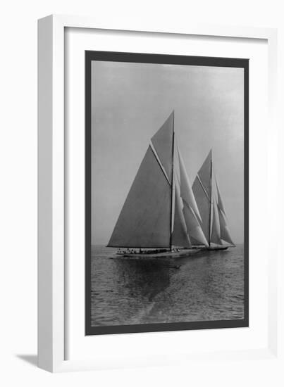 Shamrock and Resolute-Edwin Levick-Framed Art Print