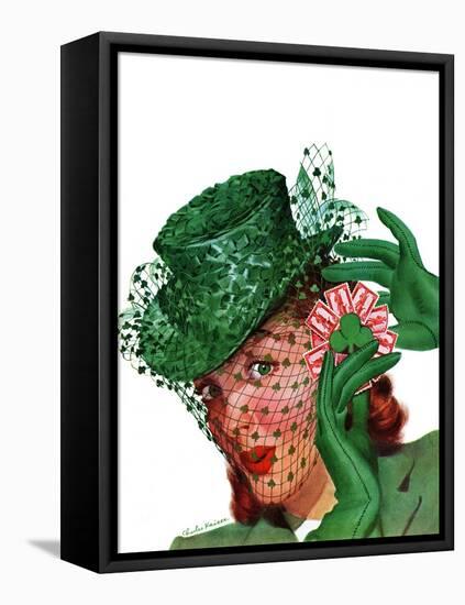 "Shamrock Chapeau," March 20, 1943-Charles Kaiser-Framed Stretched Canvas