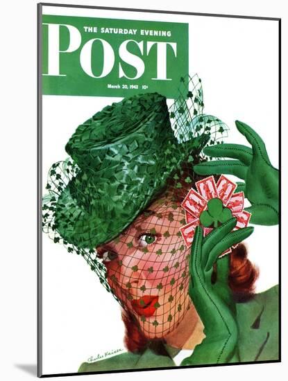 "Shamrock Chapeau," Saturday Evening Post Cover, March 20, 1943-Charles Kaiser-Mounted Giclee Print