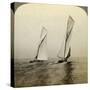 Shamrock I and Shamrock III in a Trial Race Off Sandy Hook, USA-Underwood & Underwood-Stretched Canvas