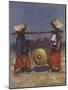 Shan servants carrying a brass gong - early 20th century-Mortimer Ludington Menpes-Mounted Giclee Print