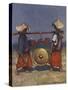 Shan servants carrying a brass gong - early 20th century-Mortimer Ludington Menpes-Stretched Canvas