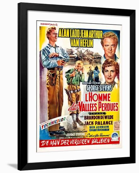 Shane, (aka L'Homme Des Vallees Perdues), Belgian Poster Art, 1953-null-Framed Art Print