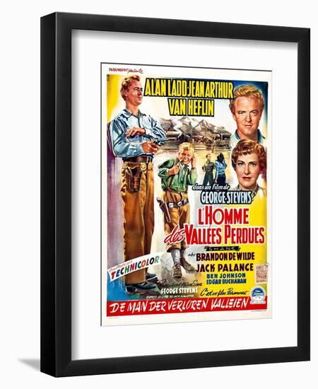 Shane, (aka L'Homme Des Vallees Perdues), Belgian Poster Art, 1953-null-Framed Art Print