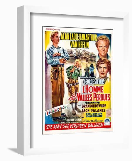 Shane, (aka L'Homme Des Vallees Perdues), Belgian Poster Art, 1953-null-Framed Art Print