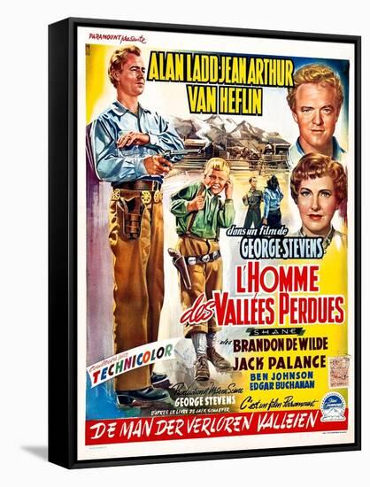 Shane, (aka L'Homme Des Vallees Perdues), Belgian Poster Art, 1953-null-Framed Stretched Canvas