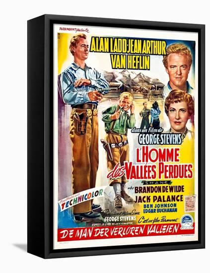 Shane, (aka L'Homme Des Vallees Perdues), Belgian Poster Art, 1953-null-Framed Stretched Canvas