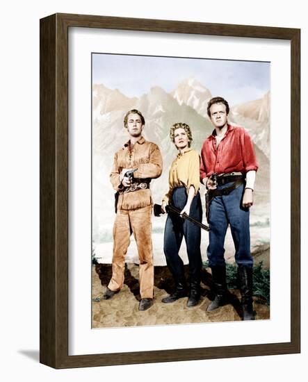 Shane, Alan Ladd, Jean Arthur, Van Heflin, 1953-null-Framed Photo
