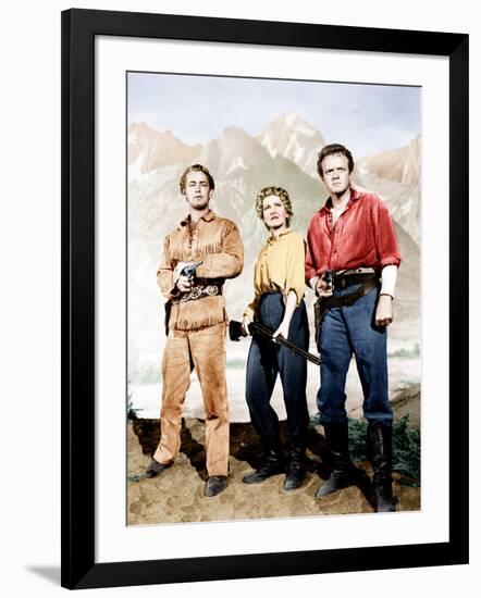 Shane, Alan Ladd, Jean Arthur, Van Heflin, 1953-null-Framed Photo