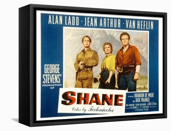Shane, Alan Ladd, Jean Arthur, Van Heflin, 1953-null-Framed Stretched Canvas