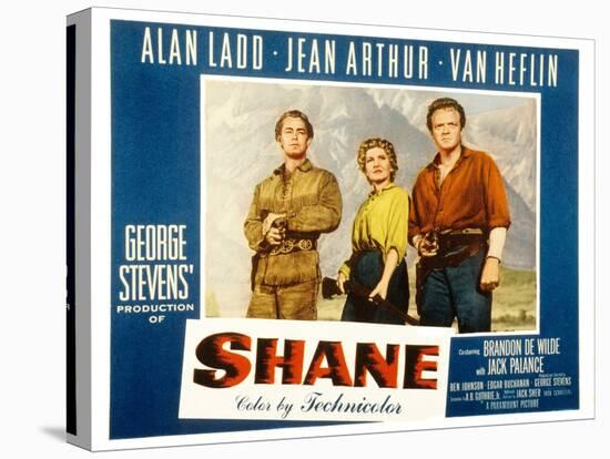 Shane, Alan Ladd, Jean Arthur, Van Heflin, 1953-null-Stretched Canvas