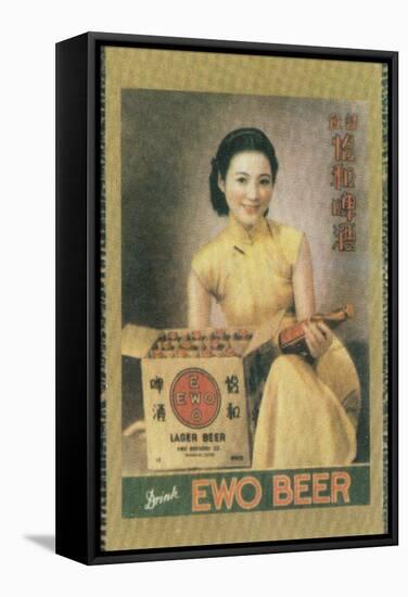 Shanghai Advertising Poster Advertising Ewo Lager, C1930s-null-Framed Stretched Canvas