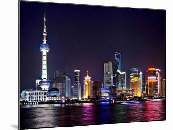 Shanghai at night-Vadim Ratsenskiy-Mounted Art Print