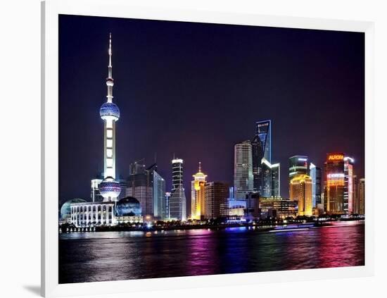 Shanghai at night-Vadim Ratsenskiy-Framed Art Print