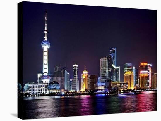 Shanghai at night-Vadim Ratsenskiy-Stretched Canvas