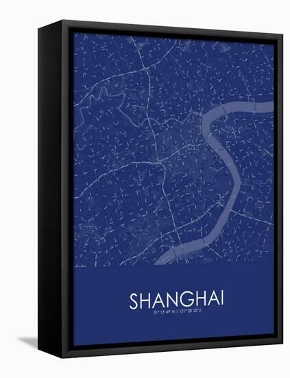 Shanghai, China Blue Map-null-Framed Stretched Canvas