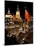 Shanghai, China Bund at Night Cars, Flags-William Perry-Mounted Photographic Print