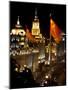 Shanghai, China Bund at Night Cars, Flags-William Perry-Mounted Photographic Print