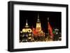 Shanghai, China Bund at Night Clock Flags-William Perry-Framed Photographic Print