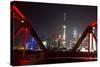 Shanghai, China, Evening Cityscape and Evening Lights-Darrell Gulin-Stretched Canvas
