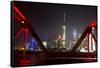 Shanghai, China, Evening Cityscape and Evening Lights-Darrell Gulin-Framed Stretched Canvas