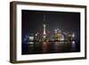 Shanghai, China, Evening Cityscape and Lights with River Reflection-Darrell Gulin-Framed Photographic Print