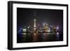 Shanghai, China, Evening Cityscape and Lights with River Reflection-Darrell Gulin-Framed Photographic Print