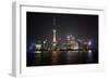 Shanghai, China, Evening Cityscape and Lights with River Reflection-Darrell Gulin-Framed Photographic Print