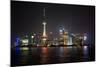 Shanghai, China, Evening Cityscape and Lights with River Reflection-Darrell Gulin-Mounted Photographic Print