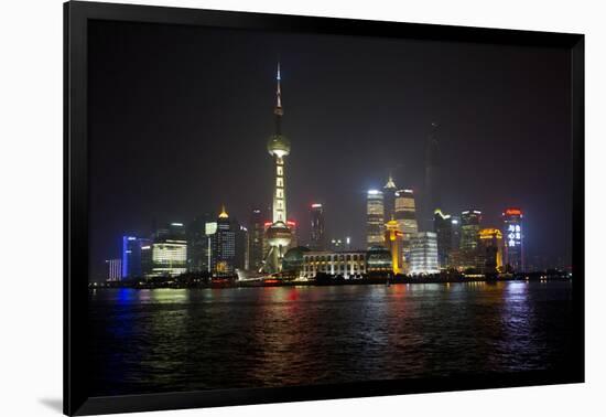 Shanghai, China, Evening Cityscape and Lights with River Reflection-Darrell Gulin-Framed Photographic Print