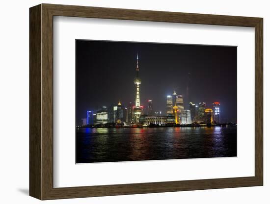 Shanghai, China, Evening Cityscape and Lights with River Reflection-Darrell Gulin-Framed Photographic Print