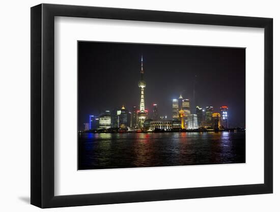 Shanghai, China, Evening Cityscape and Lights with River Reflection-Darrell Gulin-Framed Photographic Print