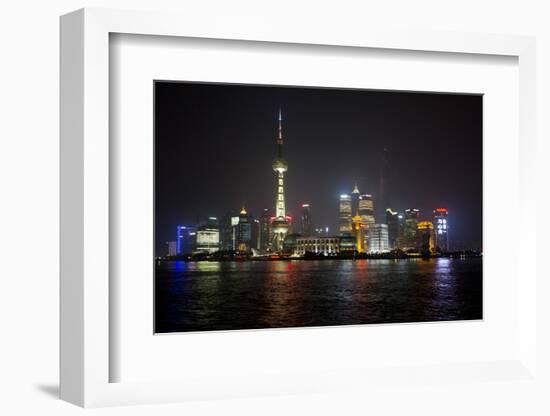 Shanghai, China, Evening Cityscape and Lights with River Reflection-Darrell Gulin-Framed Photographic Print