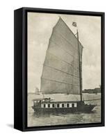 Shanghai, China - Junk Houseboat with the Traditional Wide Square-Shaped Sail-null-Framed Stretched Canvas