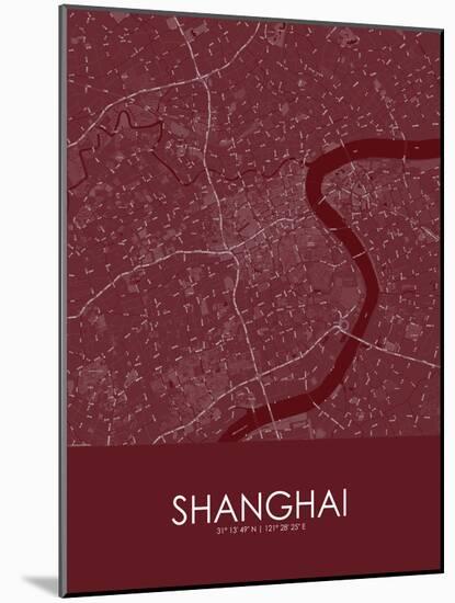 Shanghai, China Red Map-null-Mounted Poster